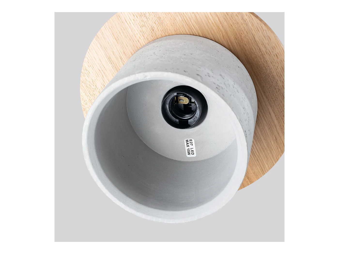 Lampe À Suspension Mab Moderne En Béton/Bois - 1 Sources Lumineuses - L.22 X H.125 Cm - Gris/Bois Naturel