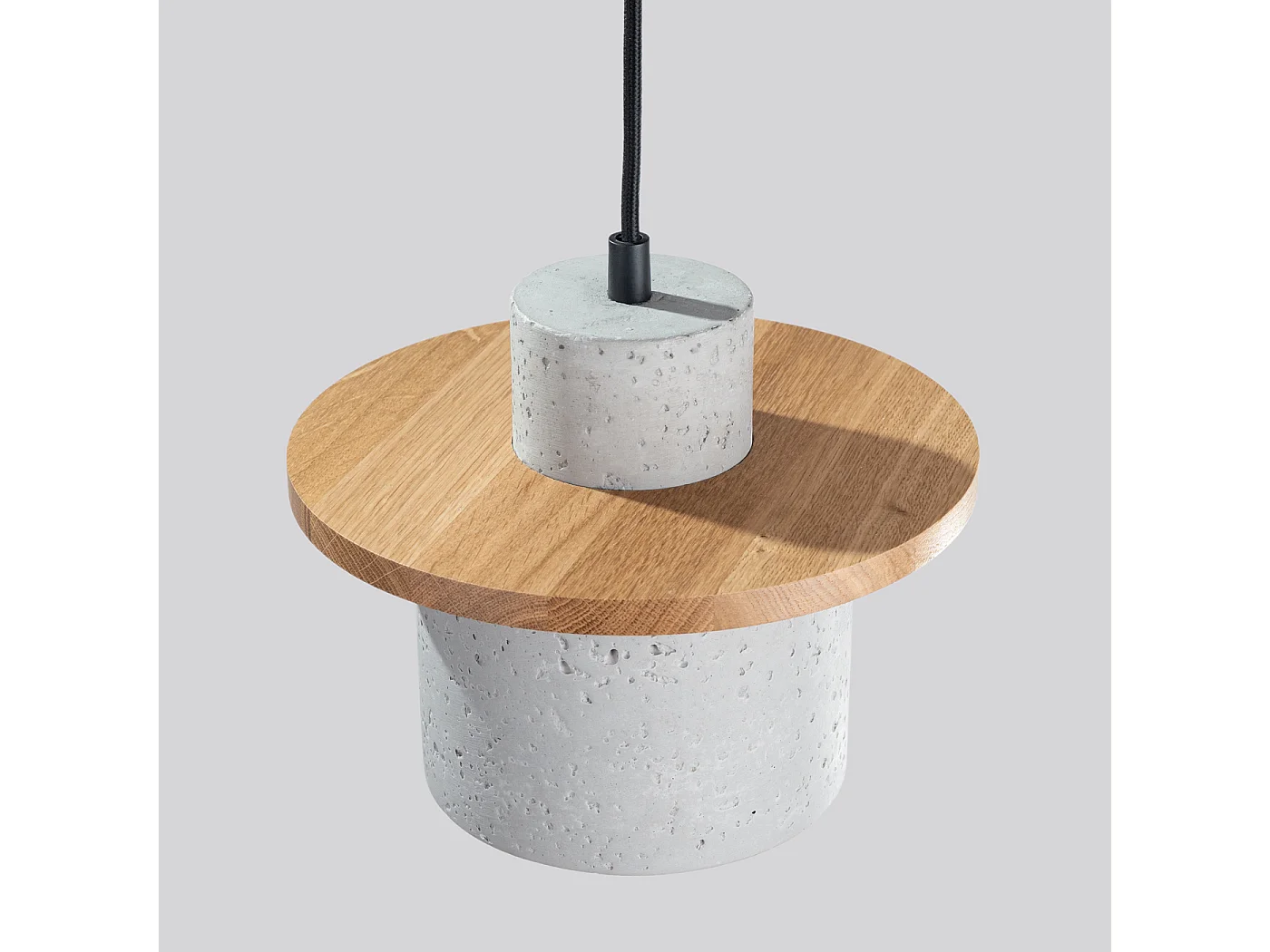 Lampe À Suspension Mab Moderne En Béton/Bois - 1 Sources Lumineuses - L.22 X H.125 Cm - Gris/Bois Naturel