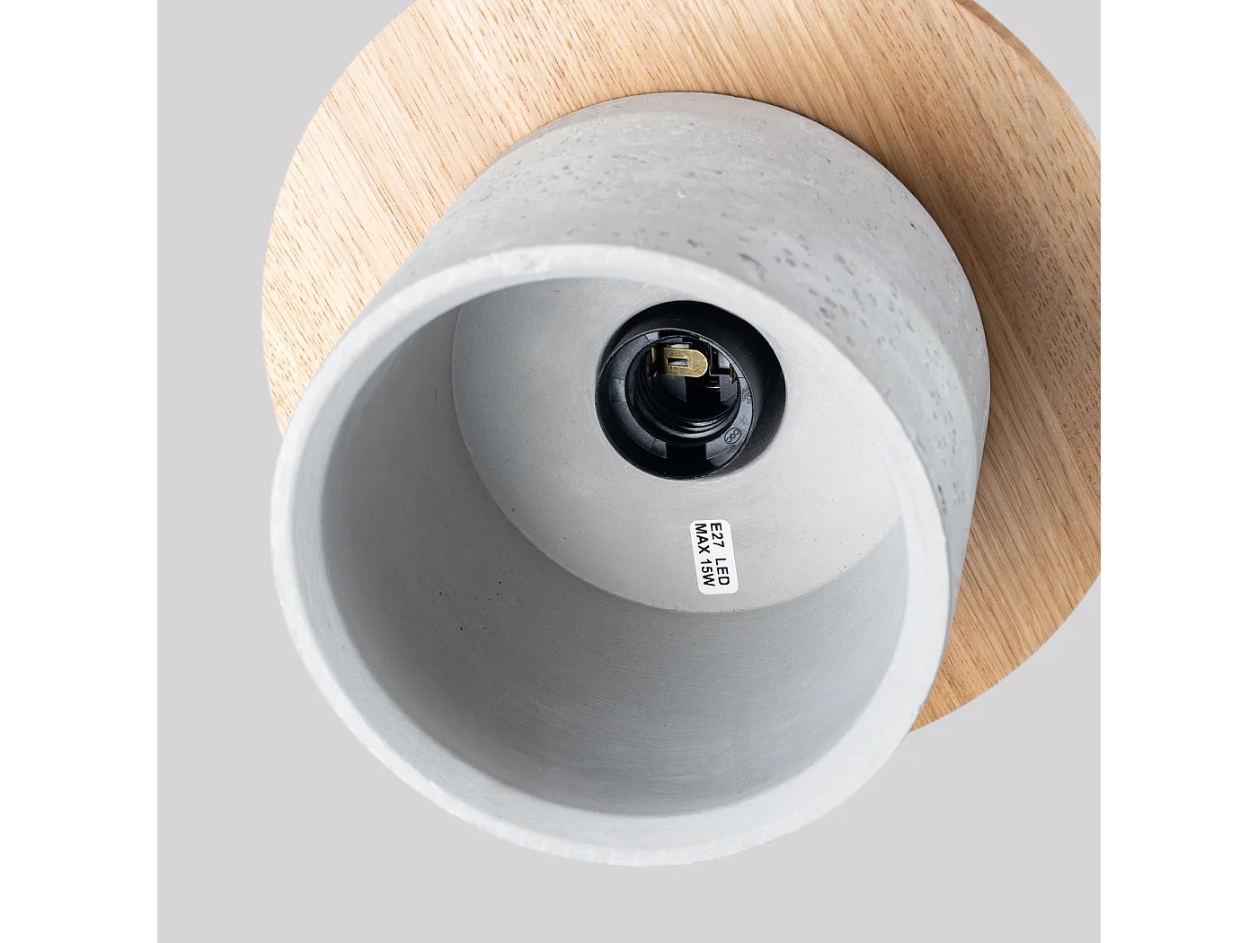 Lampe À Suspension Mab Moderne En Béton/Bois - 1 Sources Lumineuses - L.22 X H.125 Cm - Gris/Bois Naturel