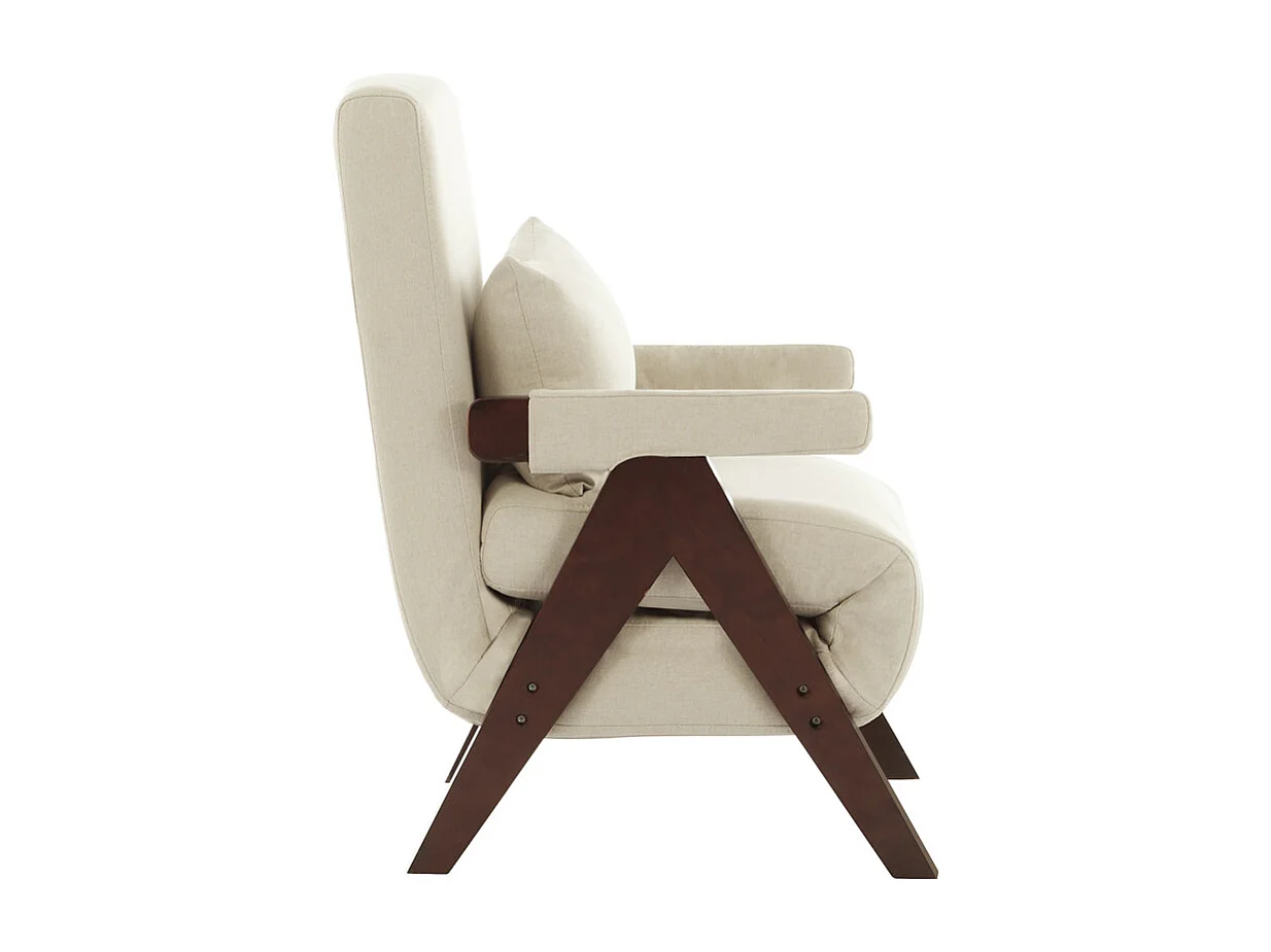 Fauteuil convertible en lin beige - avec oreiller - 6 niveau dossier réglable - Couchage 184x56 cm