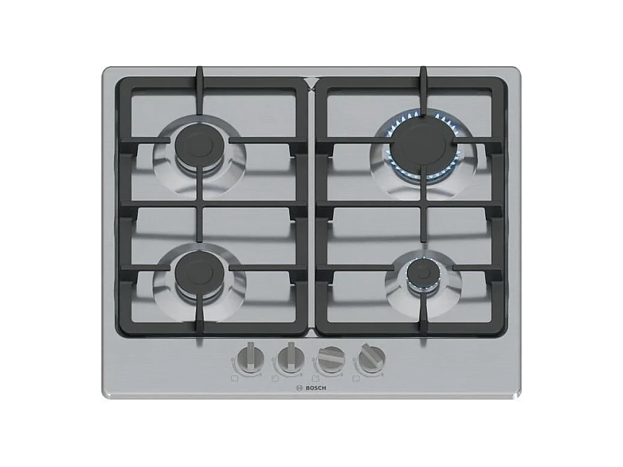 Table de cuisson a gaz - BOSCH Série 4 - 4 foyers - 52 x 58,2 x 4,5 cm - PGP6B5K90 - Inox
