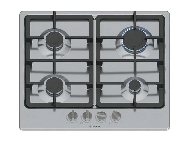 Table de cuisson a gaz - BOSCH Série 4 - 4 foyers - 52 x 58,2 x 4,5 cm - PGP6B5K90 - Inox