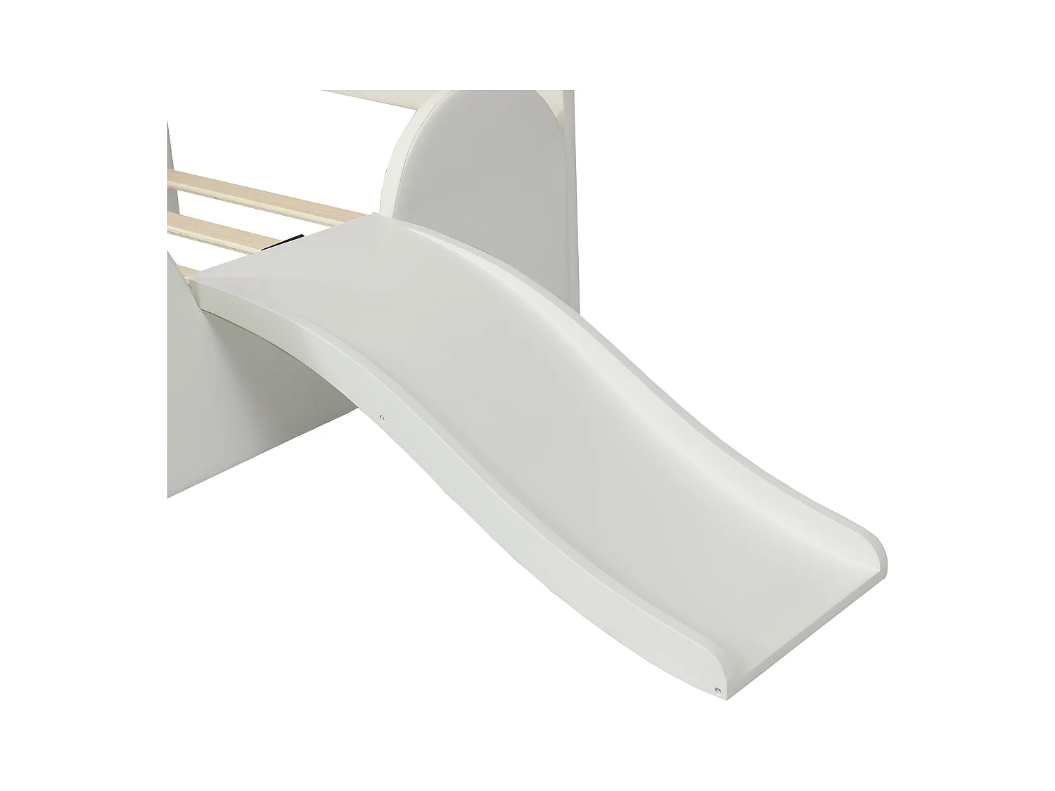 Cama infantil acolchada 90x200 cm - con orejas de conejo - incluye escalera pequeña y tobogán - Rosa+Blanco (sin colchón)