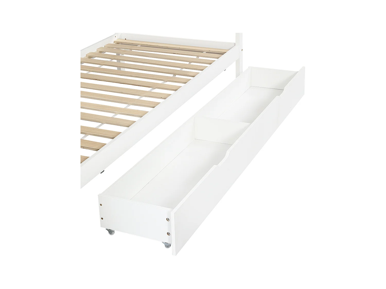 Łóżko dziecięce 90x200 cm - z 5 szufladami - z barierką ochronną - z uchwytem do przechowywania - Biały (bez materaca)