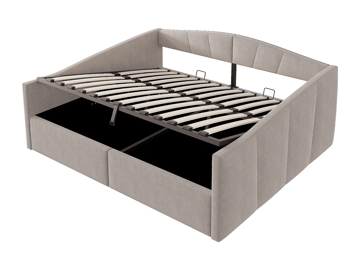 Canapé-lit rembourré 140x200cm - avec sommier à lattes - tissu velours - Gris clair (matelas non inclus)