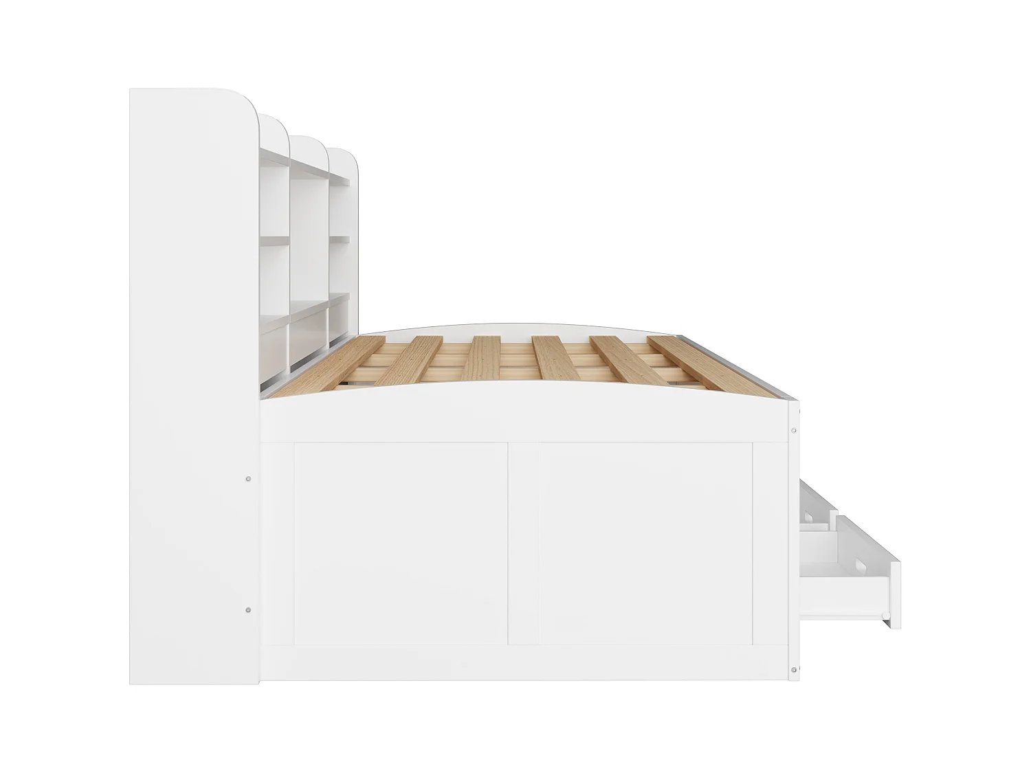 Canapé-lit 90x200cm - avec éclairage LED - 3 tiroirs - avec USB + Type-C - blanc (matelas non inclus)