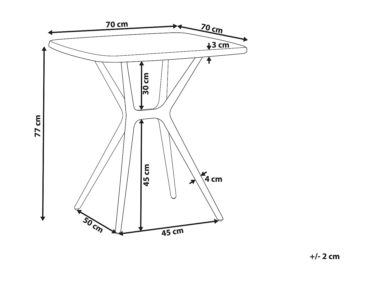 Table de salle à manger de jardin PIAVE 70 cm 70 cm Noir