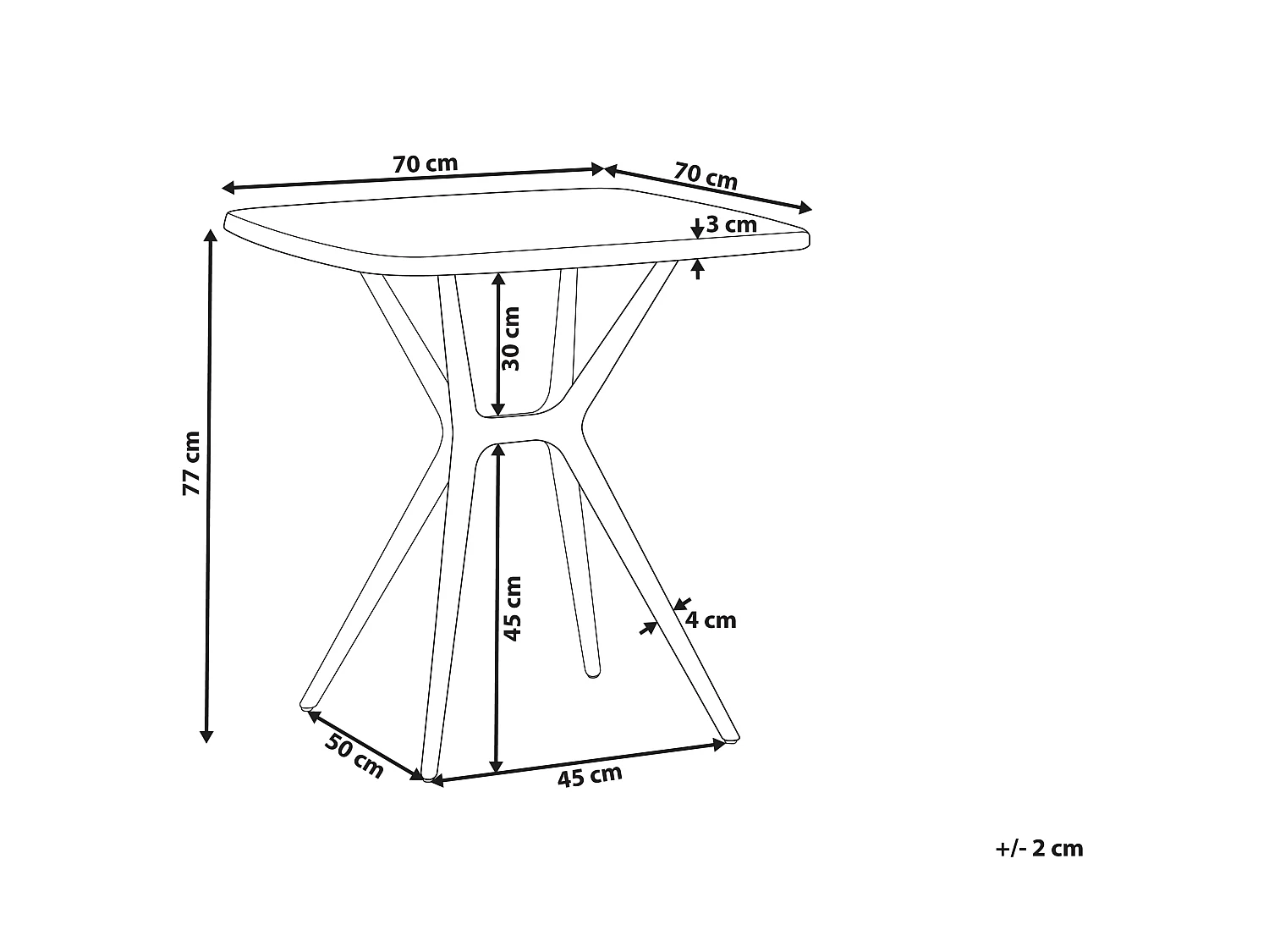 Table de salle à manger de jardin PIAVE 70 cm 70 cm Noir