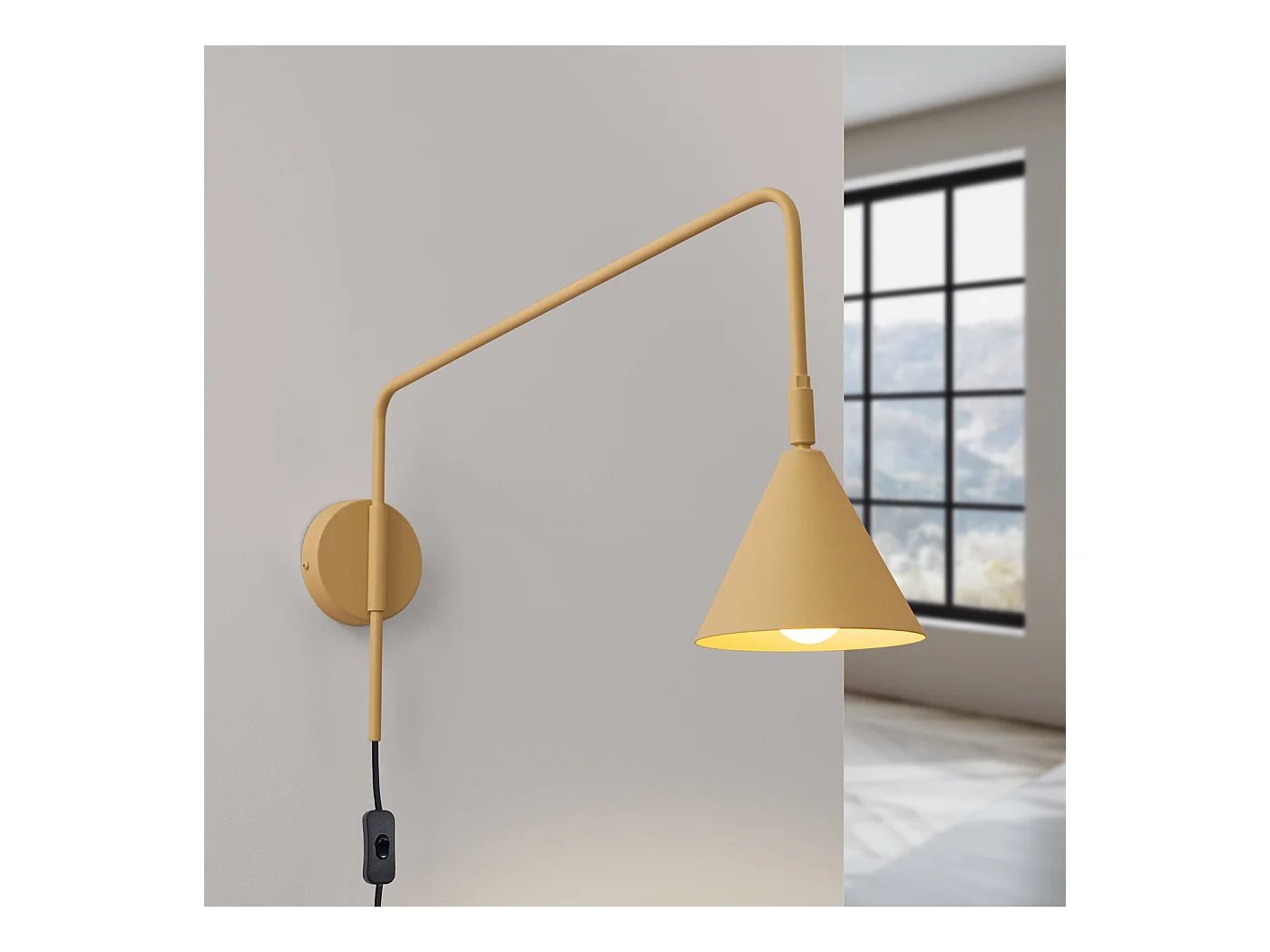 Applique Nox Moderne En Acier - 1 Sources Lumineuses - L.14 X H.30 Cm - Or/Noir