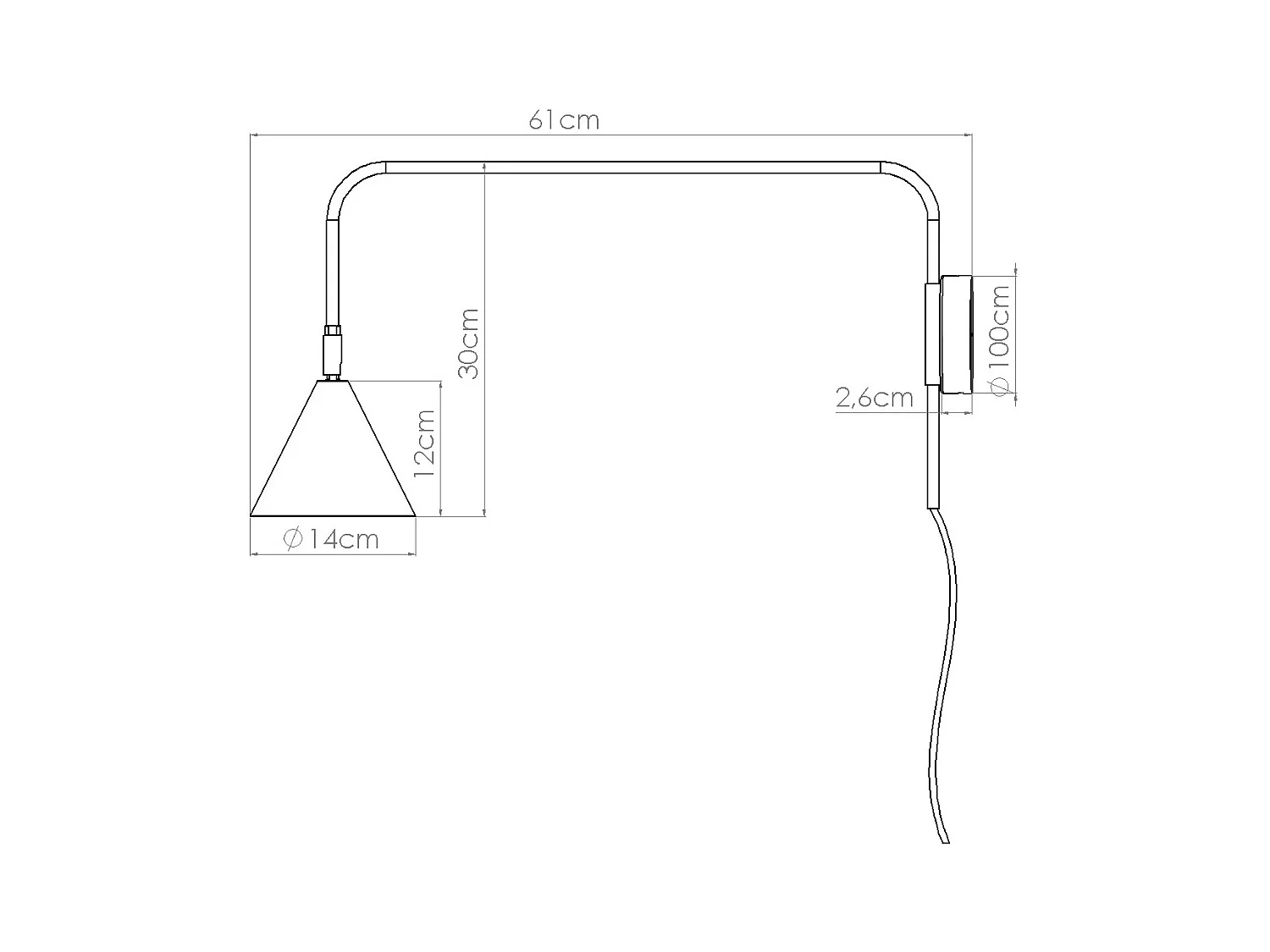 Applique Nox Moderne En Acier - 1 Sources Lumineuses - L.14 X H.30 Cm - Or/Noir