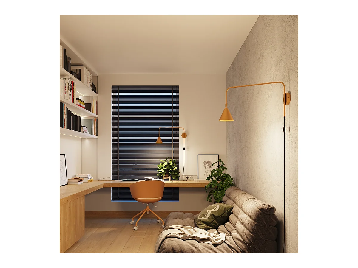 Applique Nox Moderne En Acier - 1 Sources Lumineuses - L.14 X H.30 Cm - Or/Noir