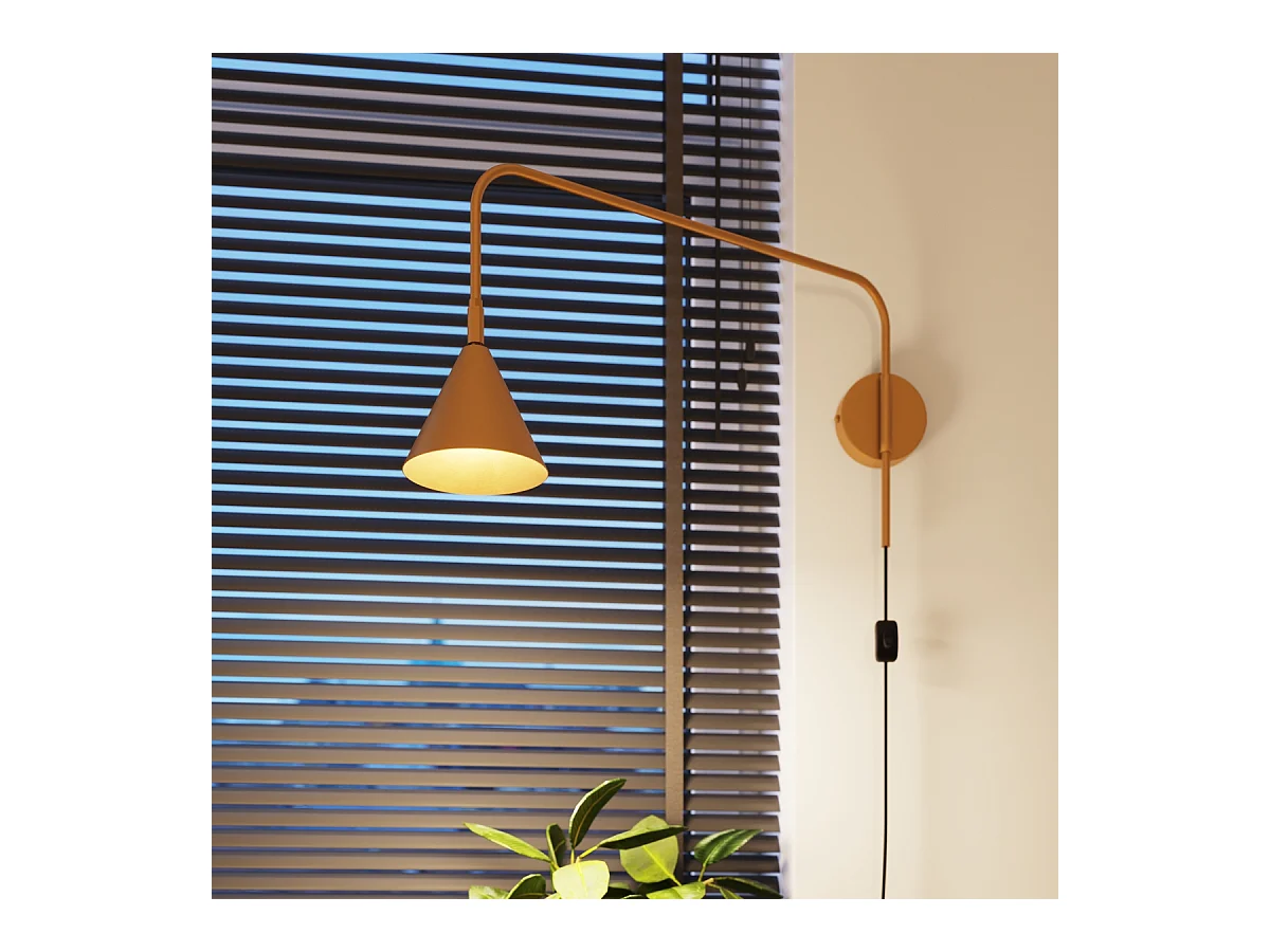 Applique Nox Moderne En Acier - 1 Sources Lumineuses - L.14 X H.30 Cm - Or/Noir