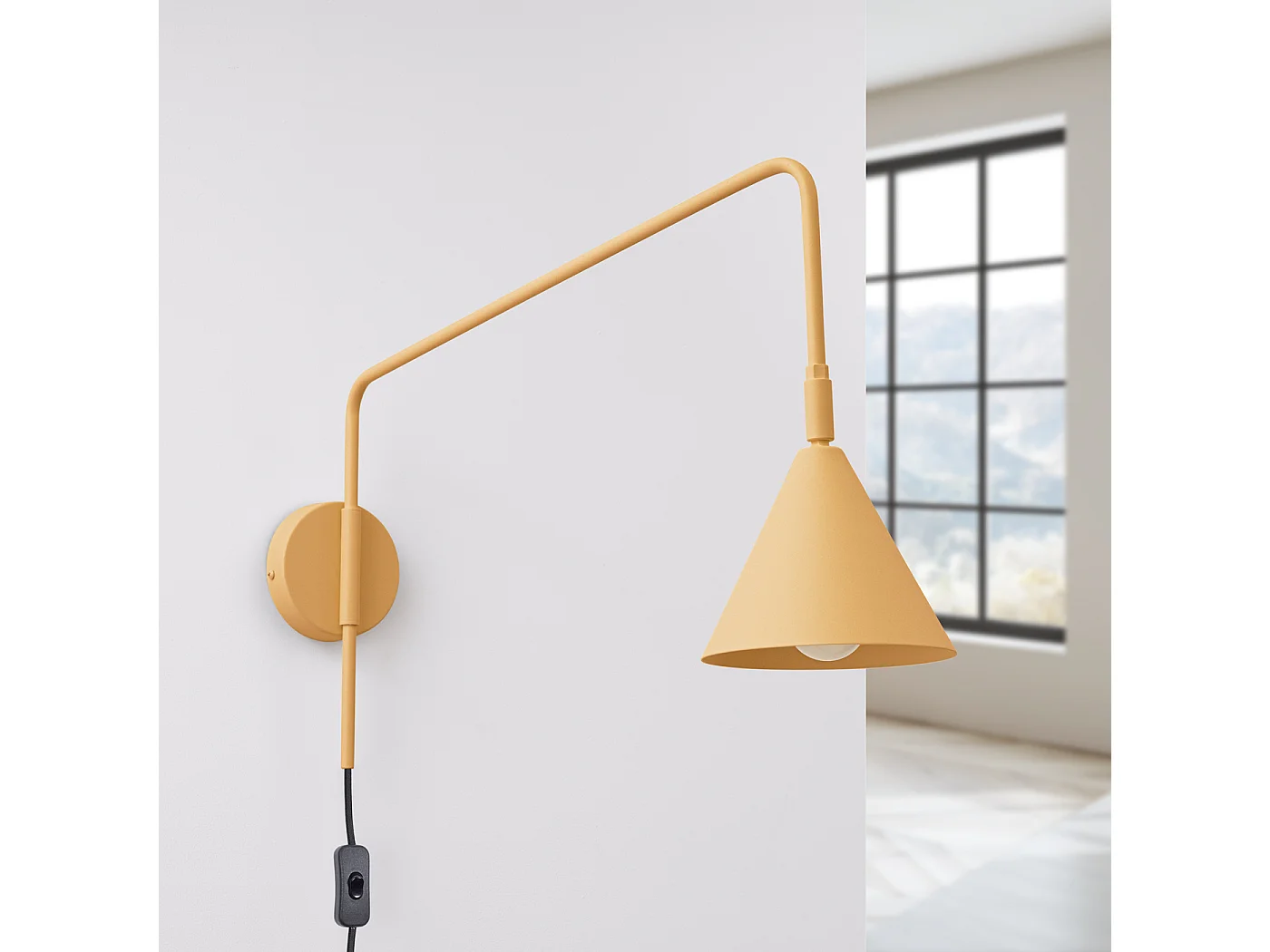 Candeeiro De Parede Nox Moderno, Aço - 1 Lichtbronnen - L.14 X H.30 Cm - Ouro/Preto