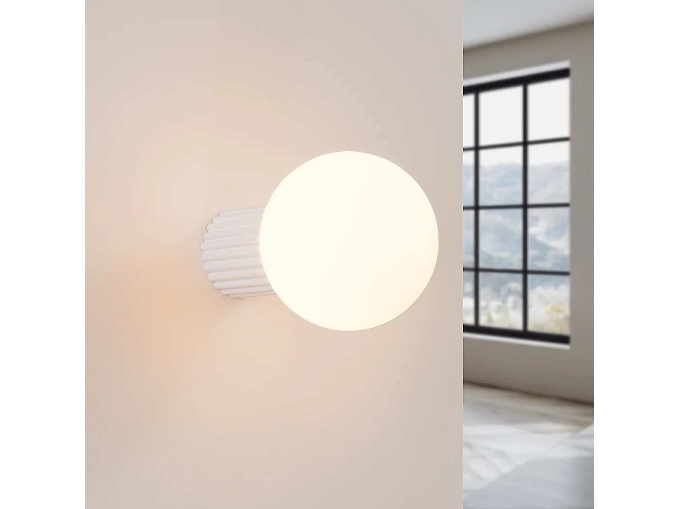 Applique Halo Moderne En Aluminium/Verre - 1 Sources Lumineuses - L.12 X H.12 Cm - Blanc