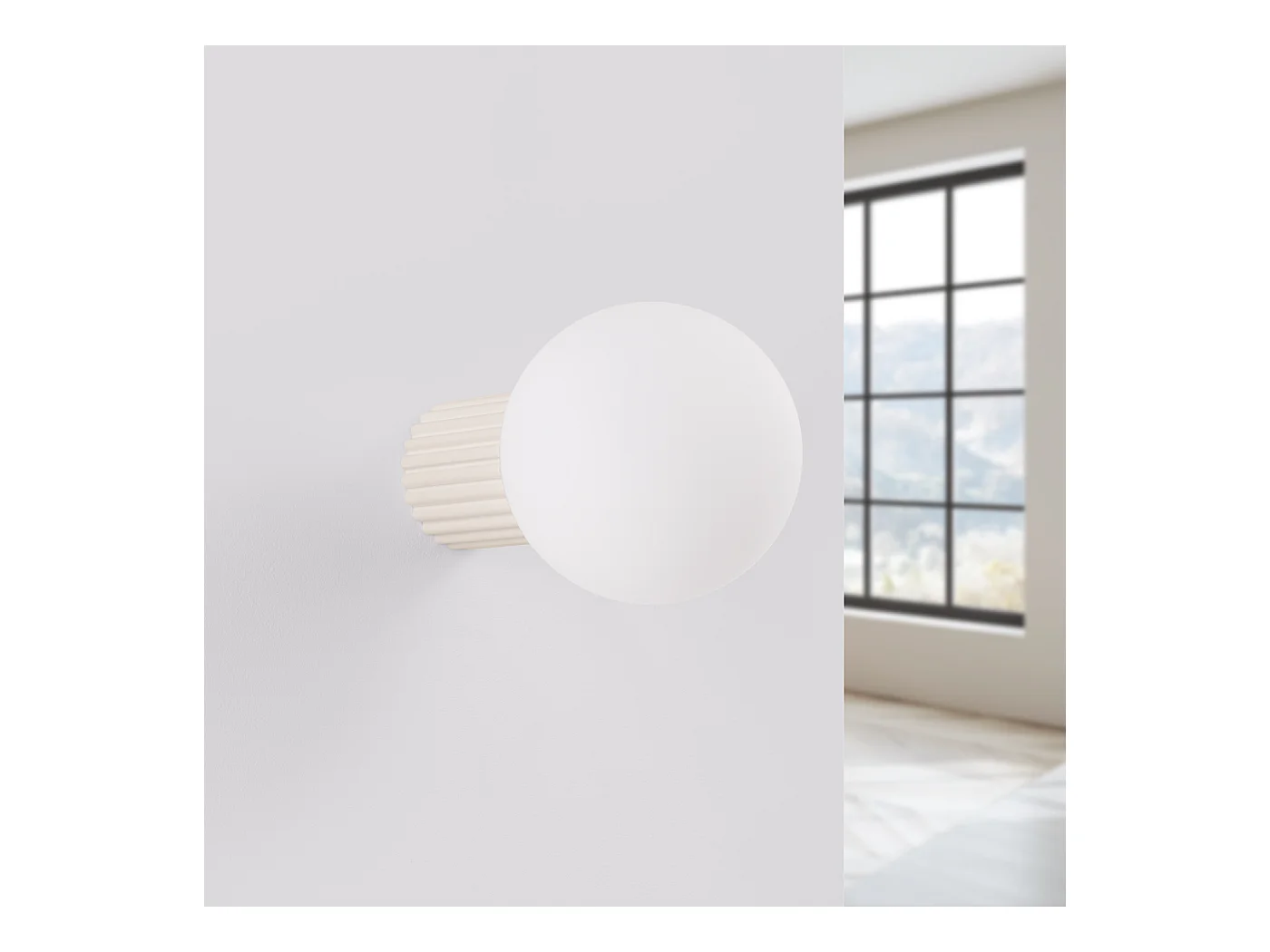 Applique Halo Moderne En Aluminium/Verre - 1 Sources Lumineuses - L.12 X H.12 Cm - Beige