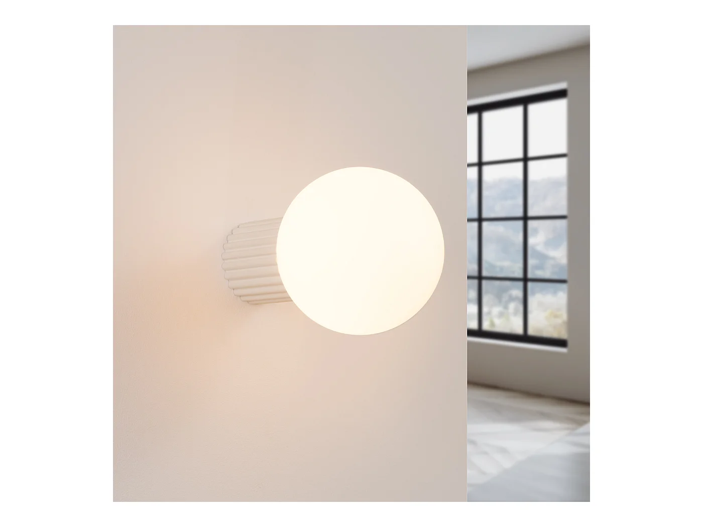 Applique Halo Moderne En Aluminium/Verre - 1 Sources Lumineuses - L.12 X H.12 Cm - Beige