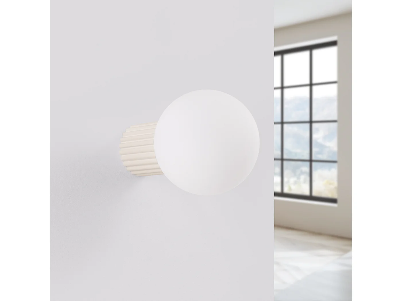 Applique Halo Moderne En Aluminium/Verre - 1 Sources Lumineuses - L.12 X H.12 Cm - Beige