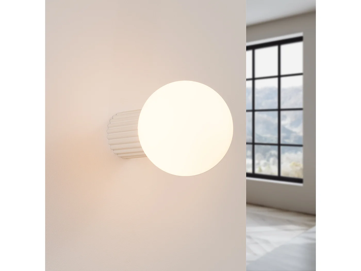 Applique Halo Moderne En Aluminium/Verre - 1 Sources Lumineuses - L.12 X H.12 Cm - Beige