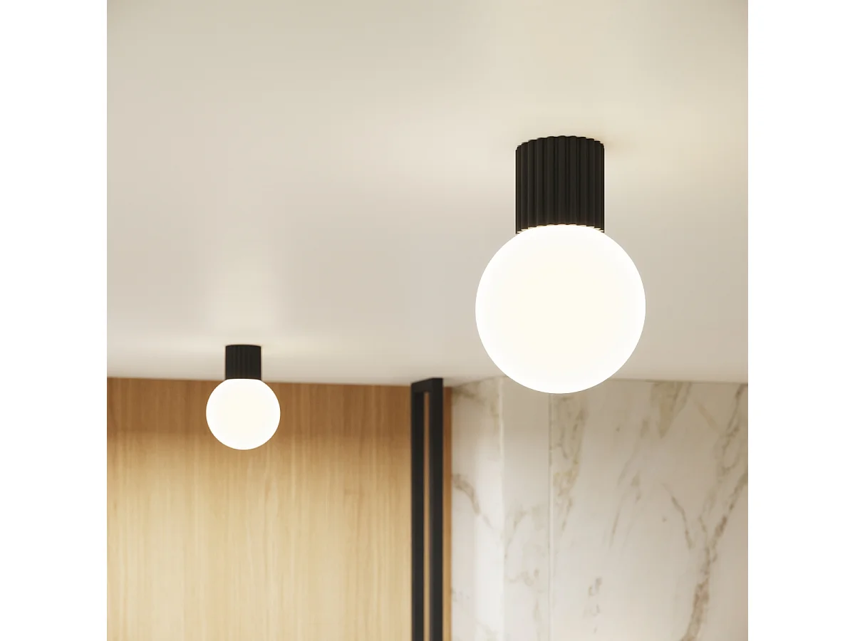 Applique Halo Moderne En Aluminium/Verre - 1 Sources Lumineuses - L.12 X H.12 Cm - Noir