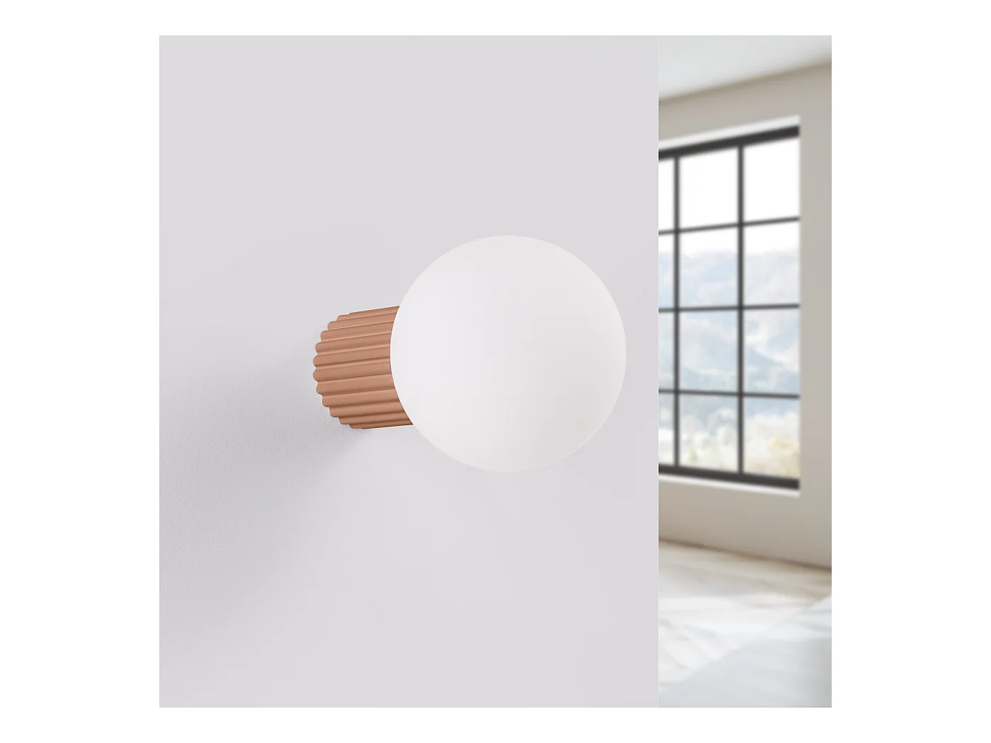 Applique Halo Moderne En Aluminium/Verre - 1 Sources Lumineuses - L.12 X H.12 Cm - Moka