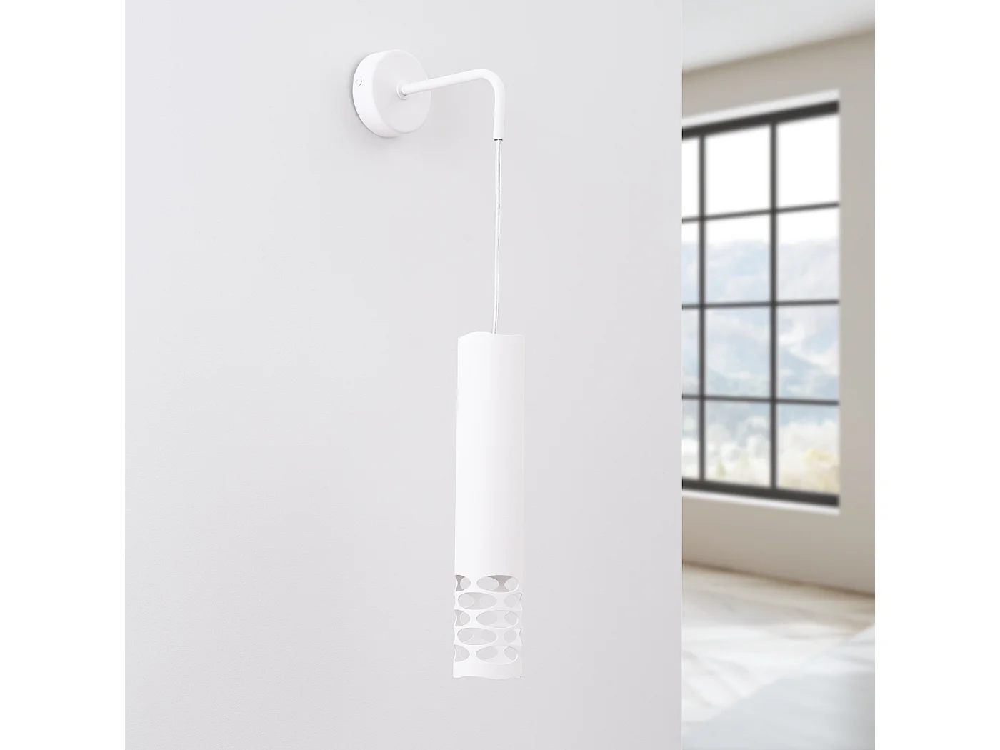 Applique Liro Moderne En Acier - 1 Sources Lumineuses - L.8 X H.10 Cm - Blanc