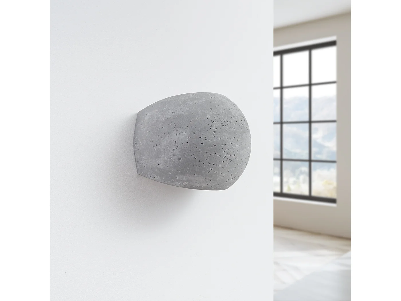 Lampada Da Parete Globe Moderno Di Calcestruzzo - 2 Sorgenti Luminose - L.18 X A.14 Cm - Grigio