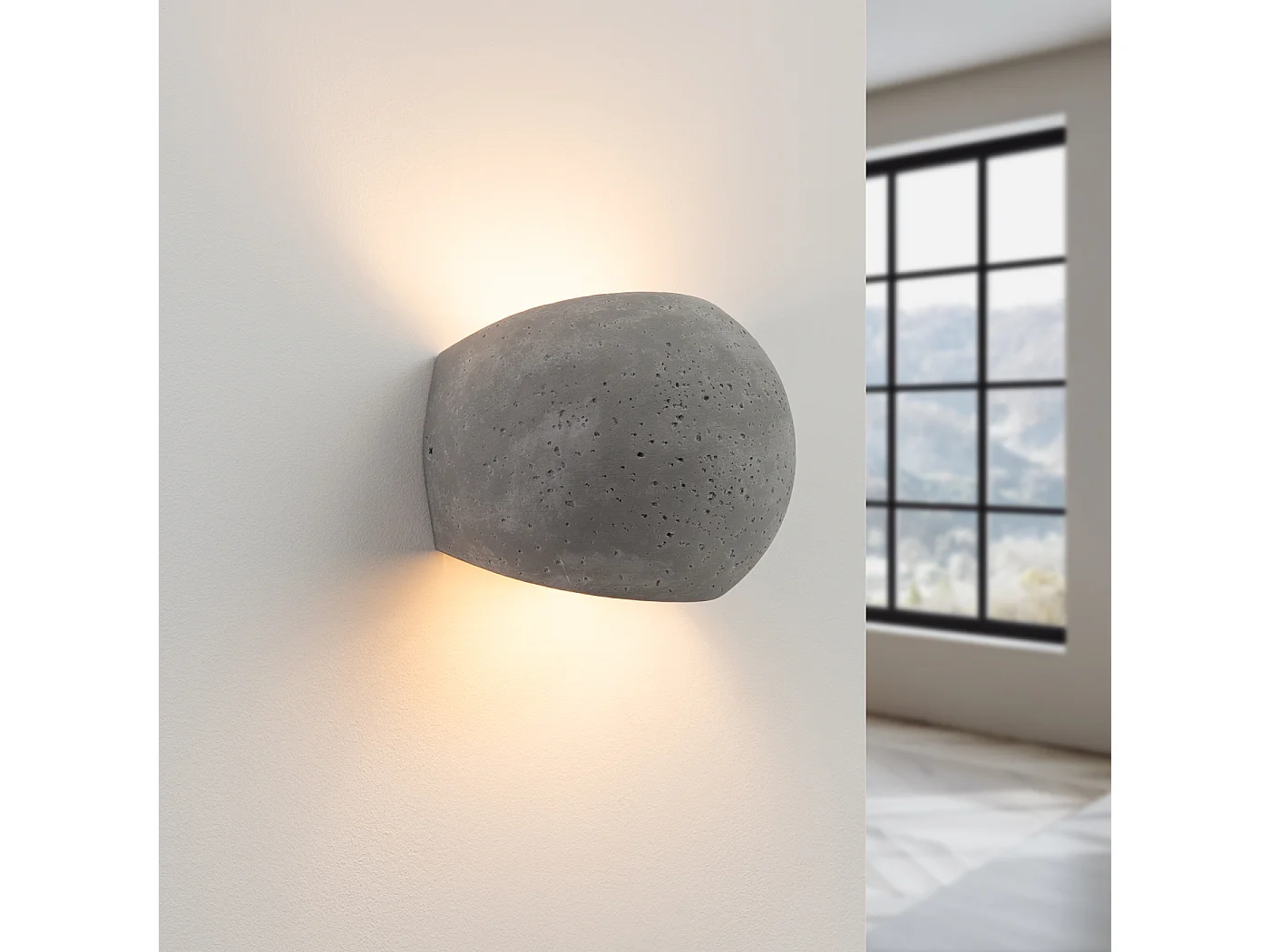 Candeeiro De Parede Globe Moderno, Concreto - 2 Lichtbronnen - L.18 X H.14 Cm - Cinza