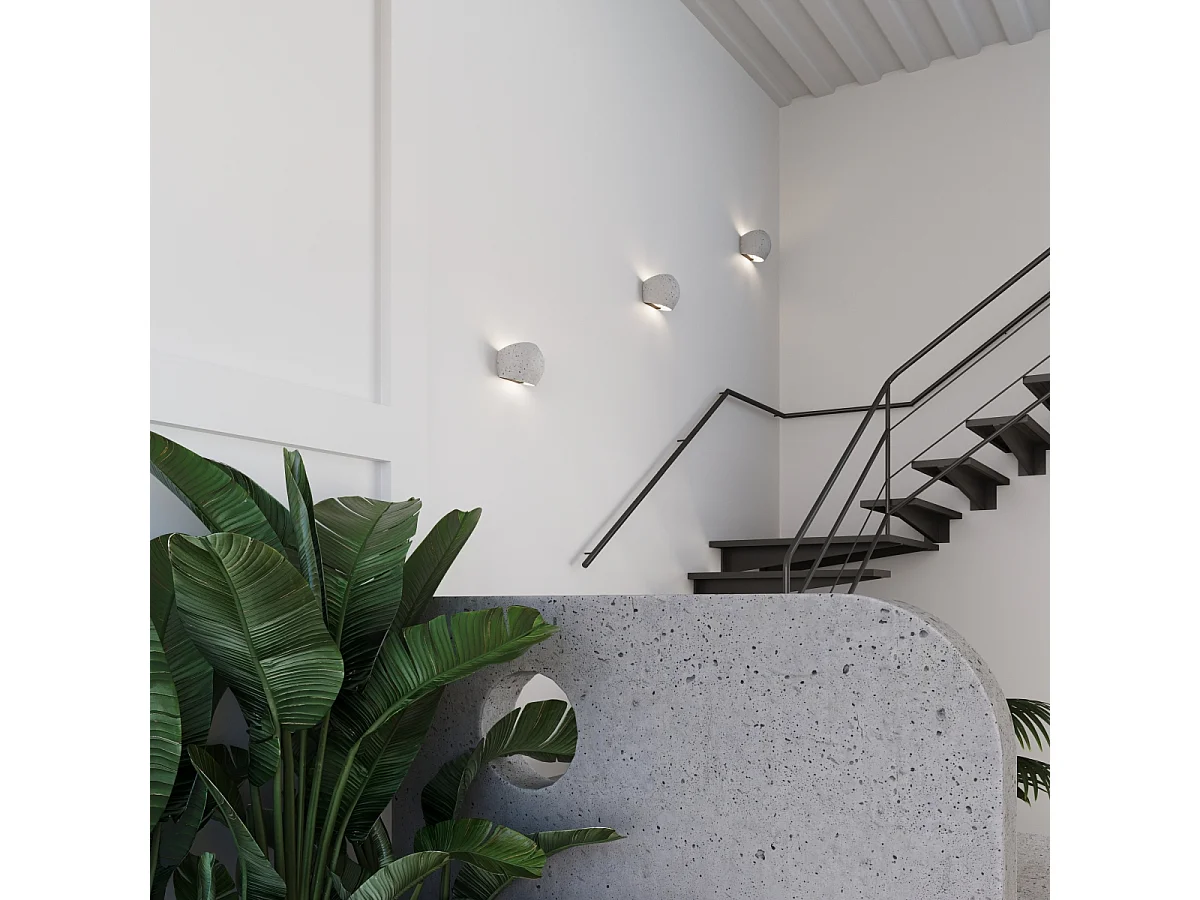 Candeeiro De Parede Globe Moderno, Concreto - 2 Lichtbronnen - L.18 X H.14 Cm - Cinza