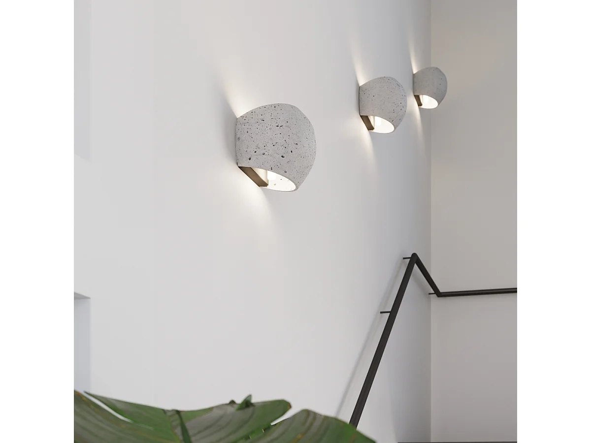 Candeeiro De Parede Globe Moderno, Concreto - 2 Lichtbronnen - L.18 X H.14 Cm - Cinza