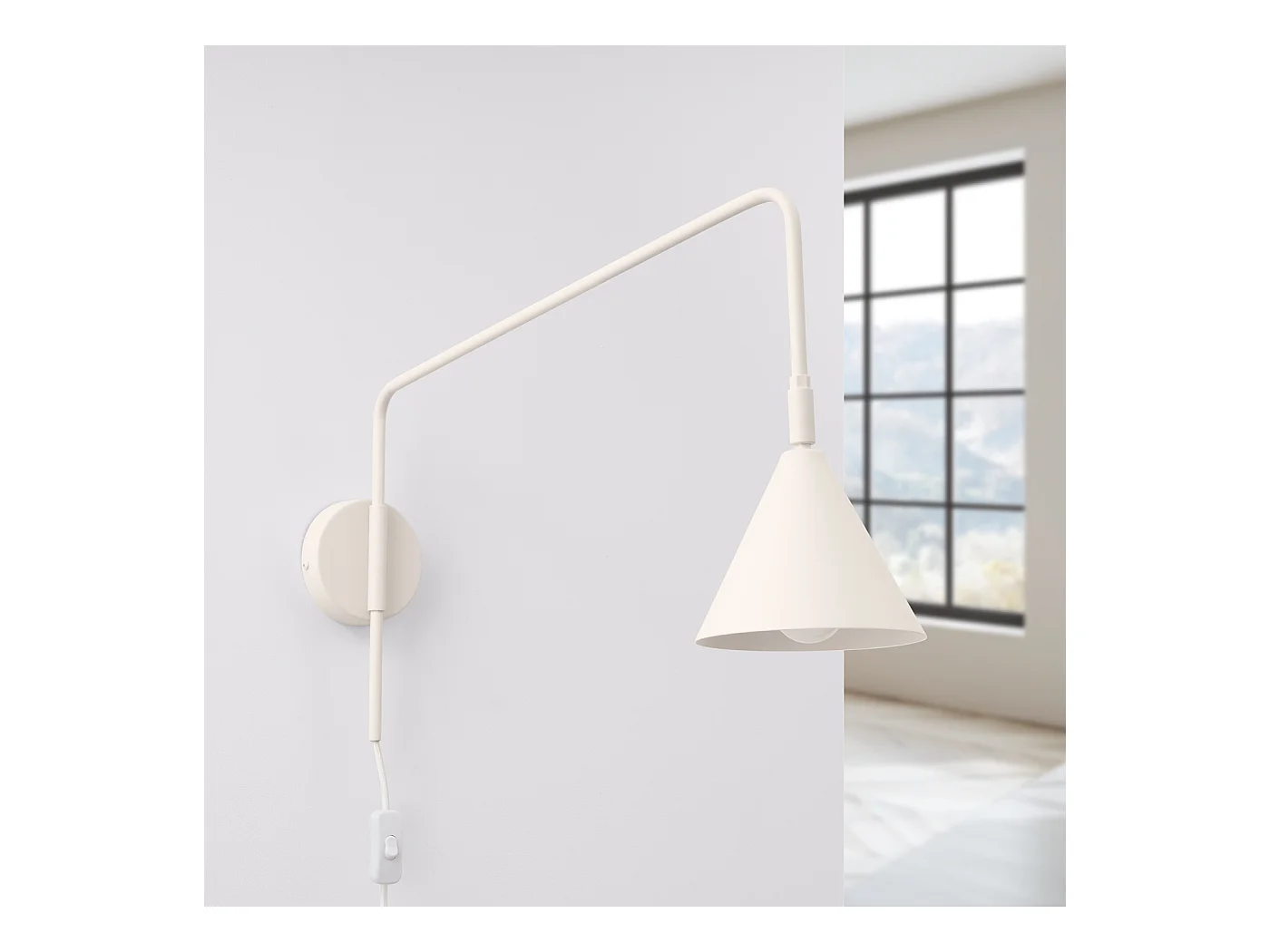 Applique Nox Moderne En Acier - 1 Sources Lumineuses - L.14 X H.30 Cm - Beige