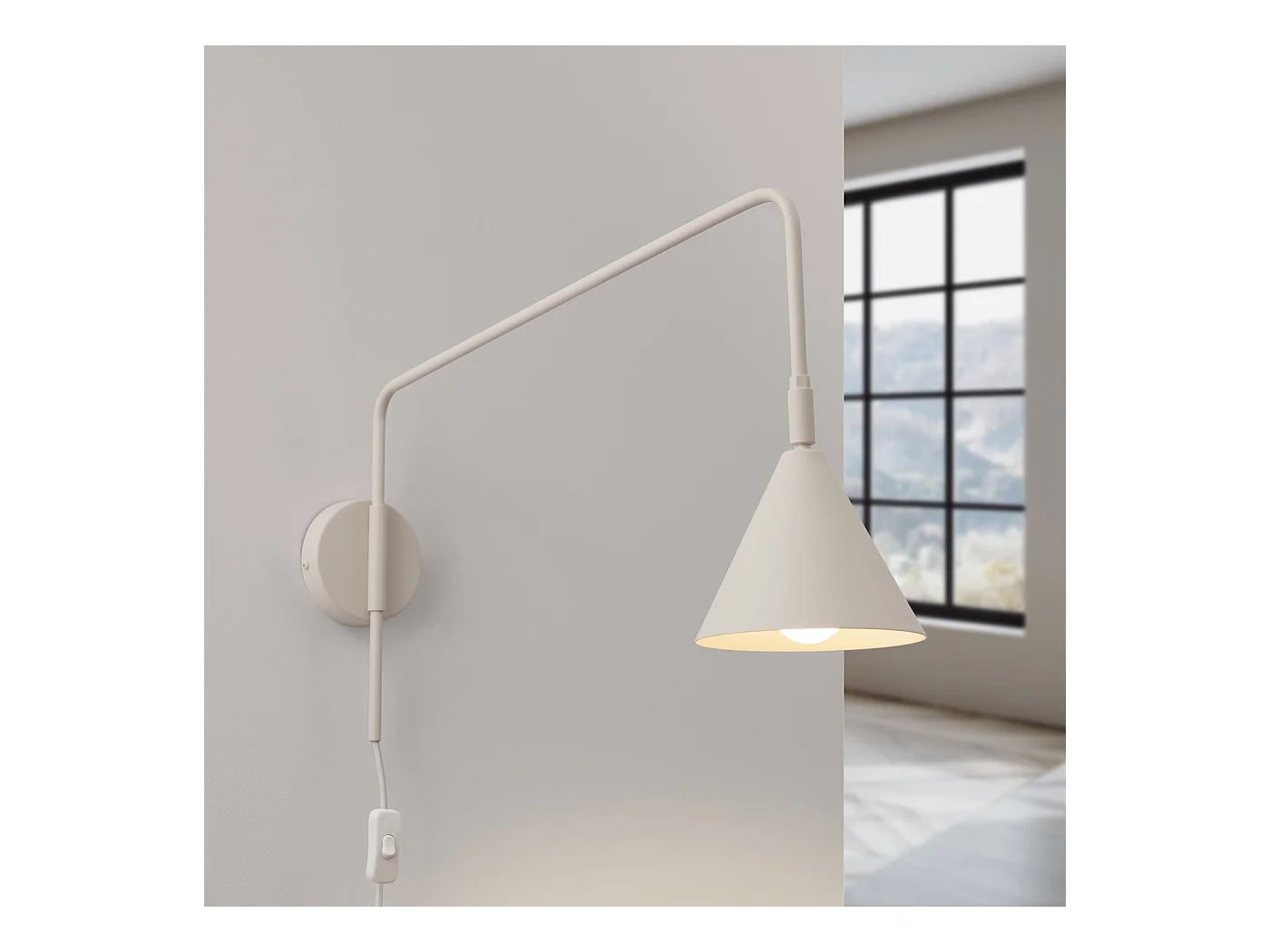 Applique Nox Moderne En Acier - 1 Sources Lumineuses - L.14 X H.30 Cm - Beige