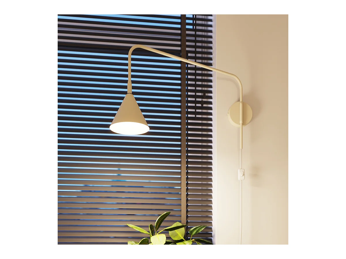 Applique Nox Moderne En Acier - 1 Sources Lumineuses - L.14 X H.30 Cm - Beige