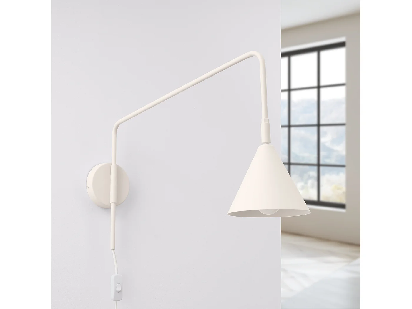 Applique Nox Moderne En Acier - 1 Sources Lumineuses - L.14 X H.30 Cm - Beige