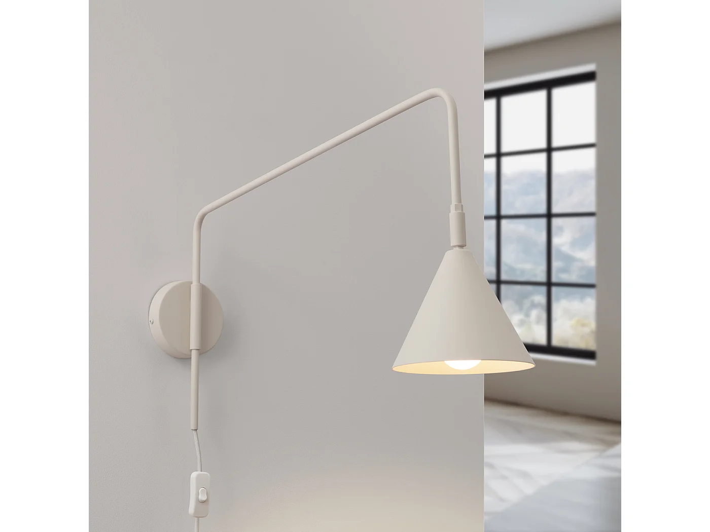 Applique Nox Moderne En Acier - 1 Sources Lumineuses - L.14 X H.30 Cm - Beige