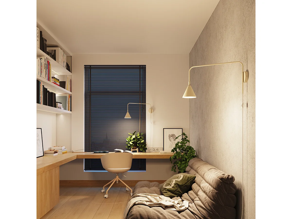 Applique Nox Moderne En Acier - 1 Sources Lumineuses - L.14 X H.30 Cm - Beige