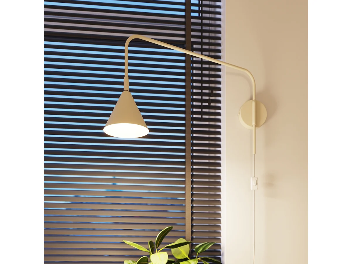 Applique Nox Moderne En Acier - 1 Sources Lumineuses - L.14 X H.30 Cm - Beige