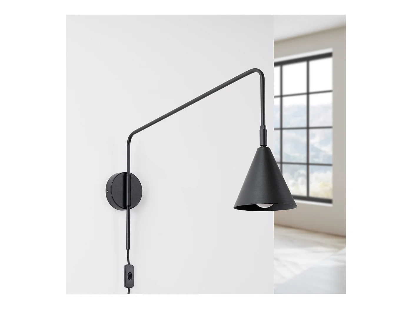 Applique Nox Moderne En Acier - 1 Sources Lumineuses - L.14 X H.30 Cm - Noir