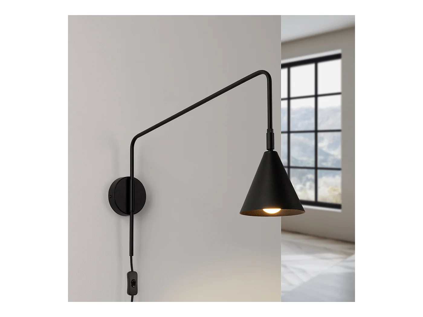 Applique Nox Moderne En Acier - 1 Sources Lumineuses - L.14 X H.30 Cm - Noir