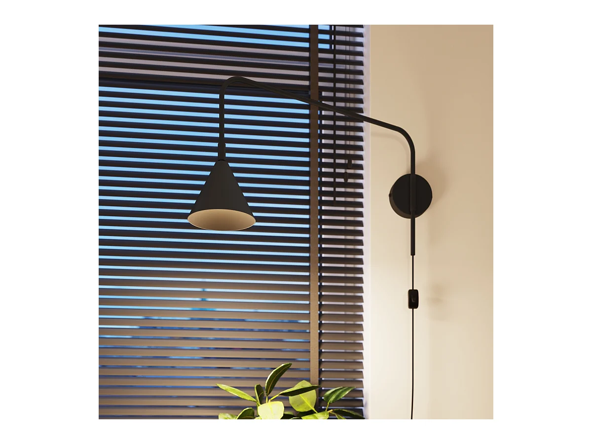 Applique Nox Moderne En Acier - 1 Sources Lumineuses - L.14 X H.30 Cm - Noir