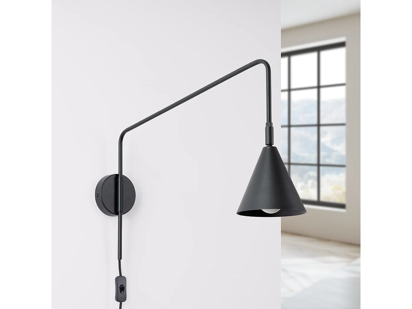 Applique Nox Moderne En Acier - 1 Sources Lumineuses - L.14 X H.30 Cm - Noir