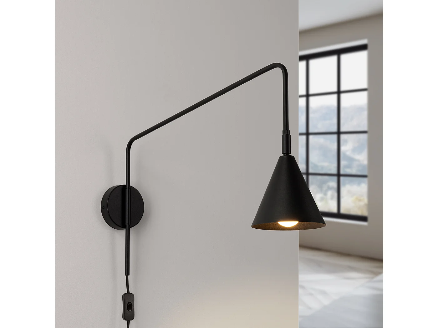 Applique Nox Moderne En Acier - 1 Sources Lumineuses - L.14 X H.30 Cm - Noir