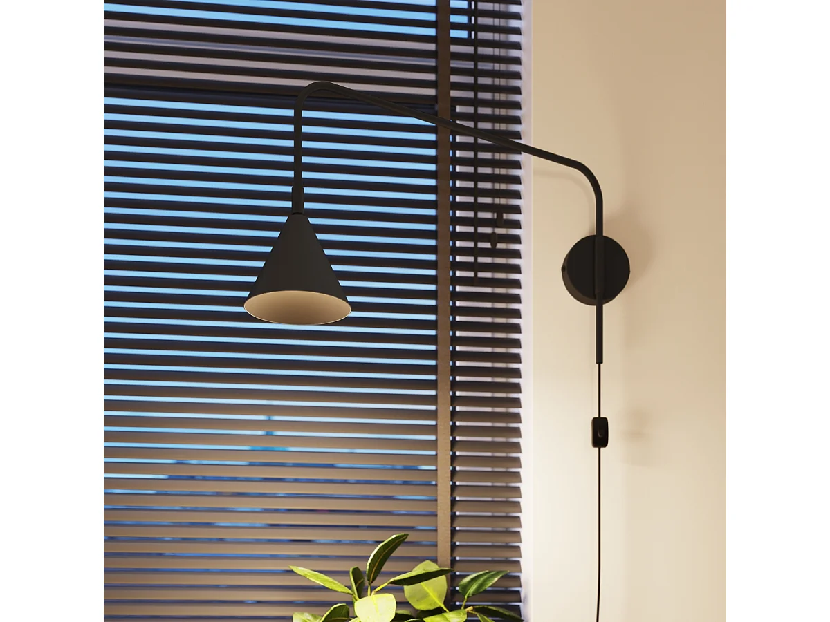 Applique Nox Moderne En Acier - 1 Sources Lumineuses - L.14 X H.30 Cm - Noir