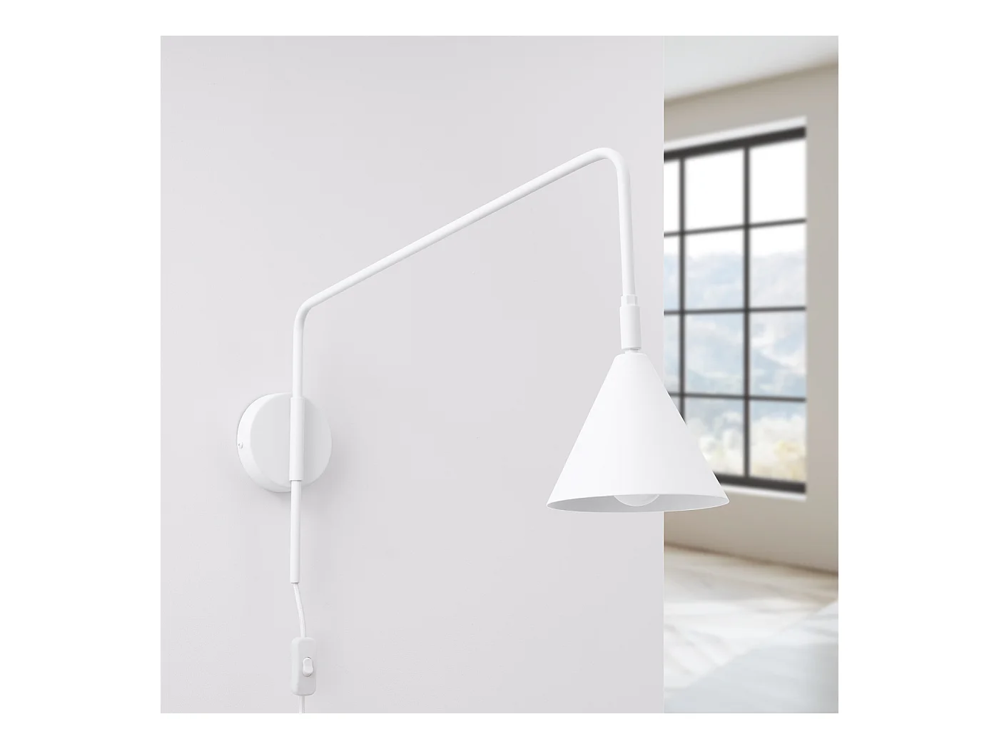 Applique Nox Moderne En Acier - 1 Sources Lumineuses - L.14 X H.30 Cm - Blanc