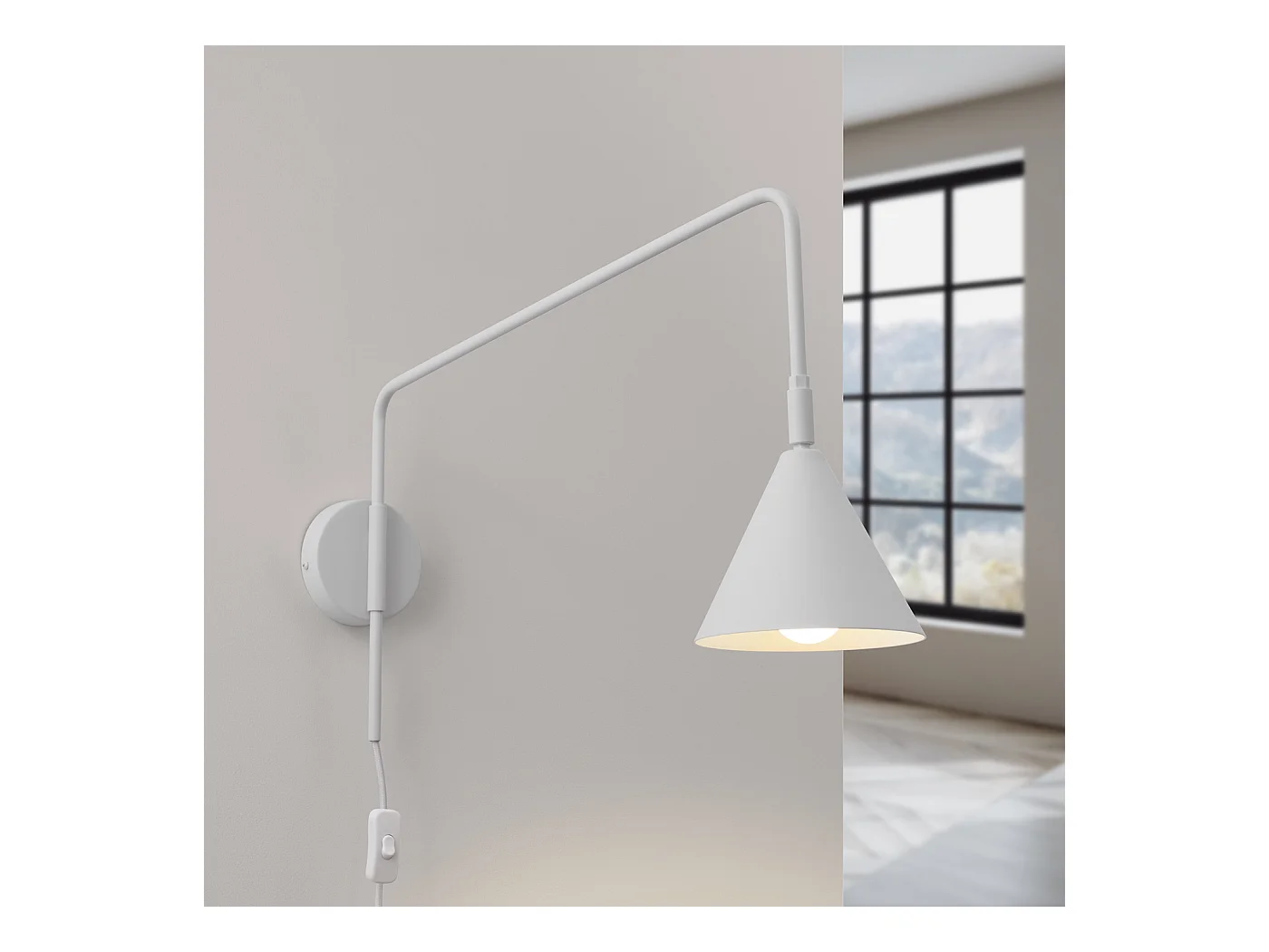 Applique Nox Moderne En Acier - 1 Sources Lumineuses - L.14 X H.30 Cm - Blanc