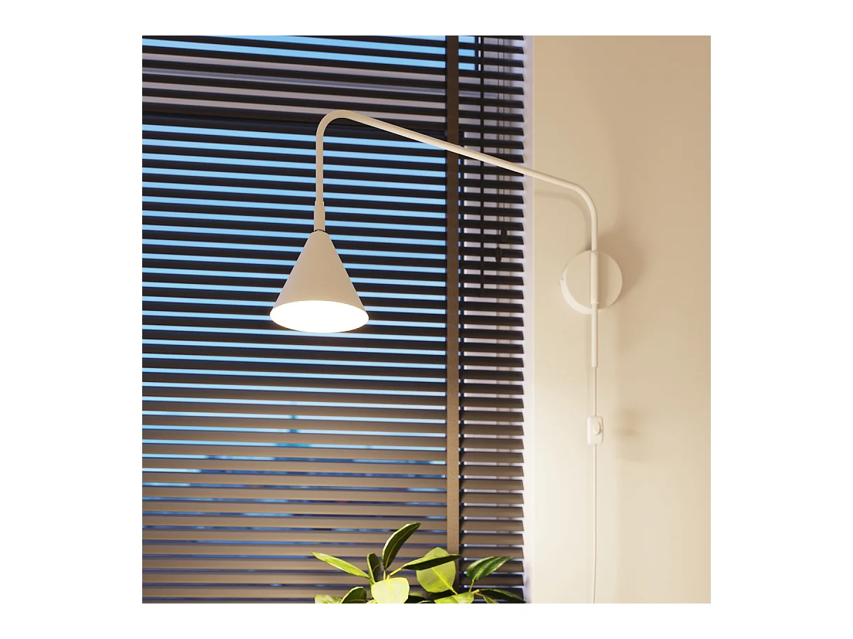 Applique Nox Moderne En Acier - 1 Sources Lumineuses - L.14 X H.30 Cm - Blanc