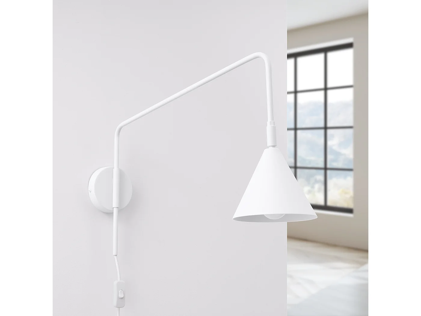 Applique Nox Moderne En Acier - 1 Sources Lumineuses - L.14 X H.30 Cm - Blanc