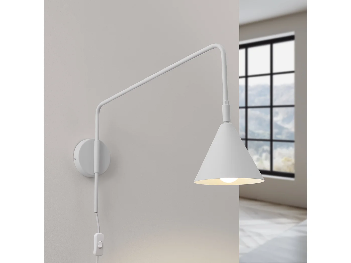 Applique Nox Moderne En Acier - 1 Sources Lumineuses - L.14 X H.30 Cm - Blanc