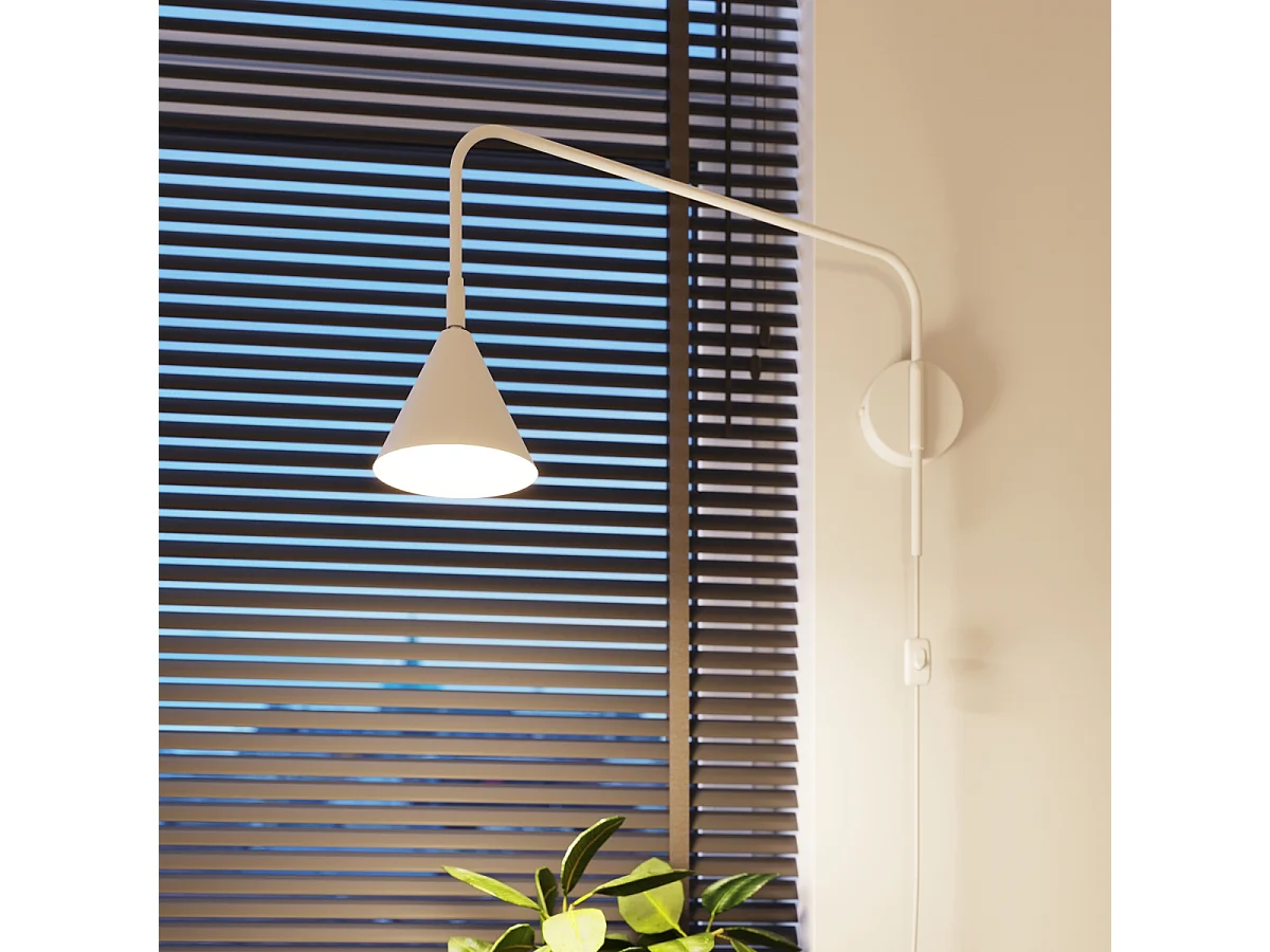 Applique Nox Moderne En Acier - 1 Sources Lumineuses - L.14 X H.30 Cm - Blanc