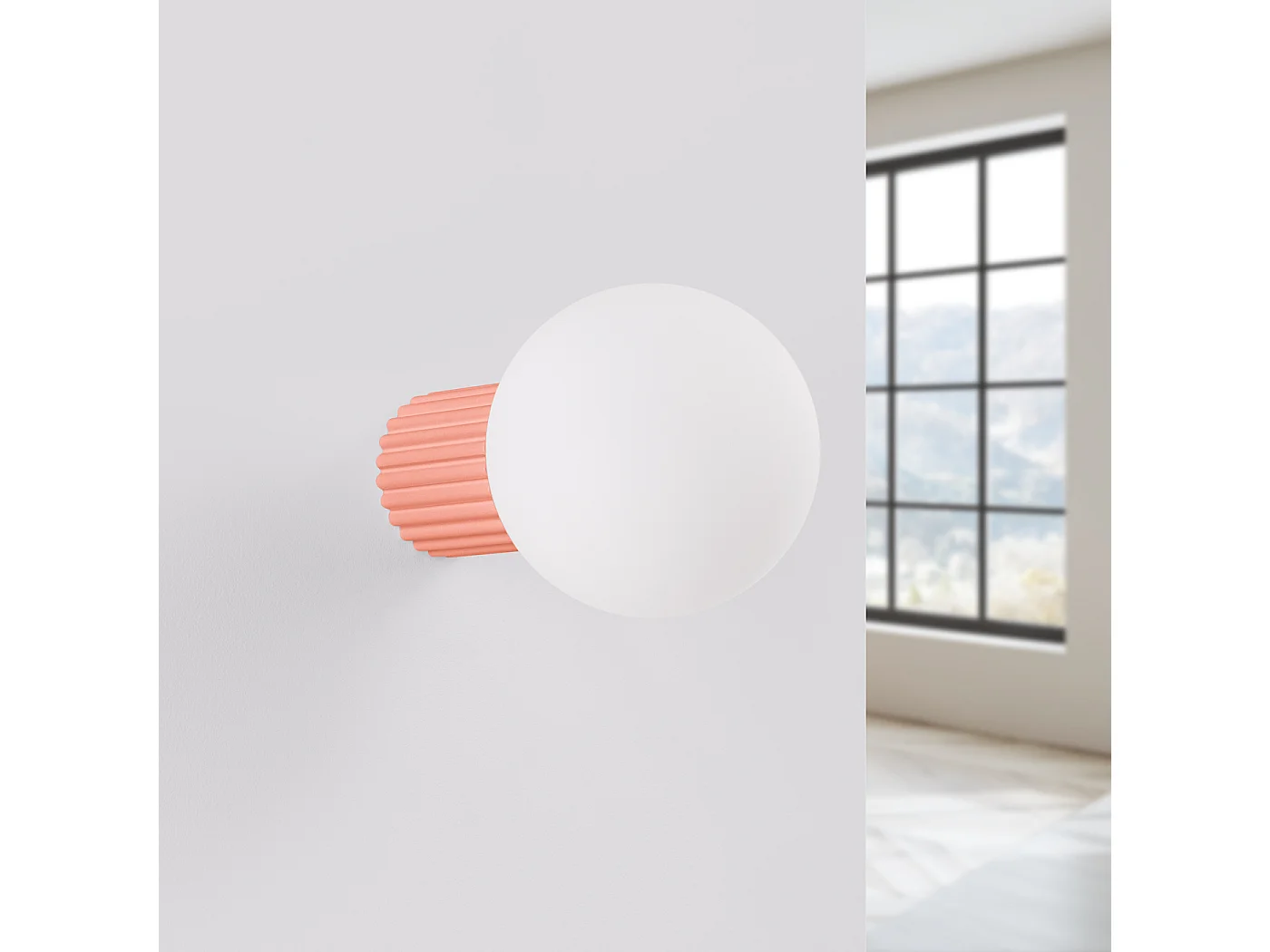 Applique Halo Moderne En Aluminium/Verre - 1 Sources Lumineuses - L.12 X H.12 Cm - Pêche