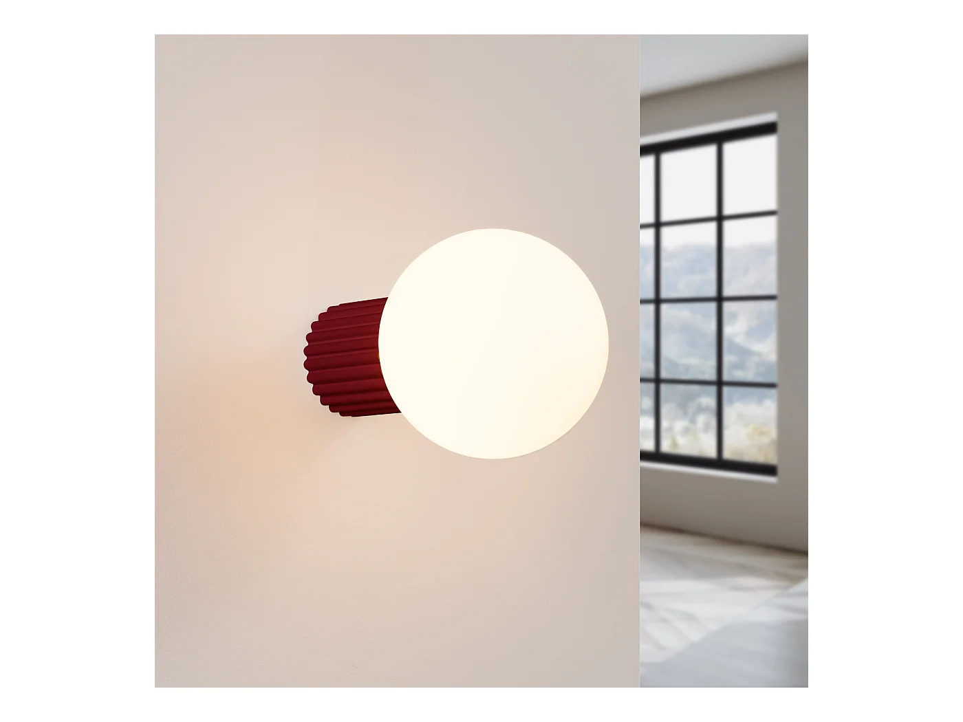 Applique Halo Moderne En Aluminium/Verre - 1 Sources Lumineuses - L.12 X H.12 Cm - Bourgogne